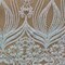 1 Yard Iridescent Pink Damask Lace Fabric Embroidered Mesh for Bridal Gowns, Evening Dresses 48-50” Wide